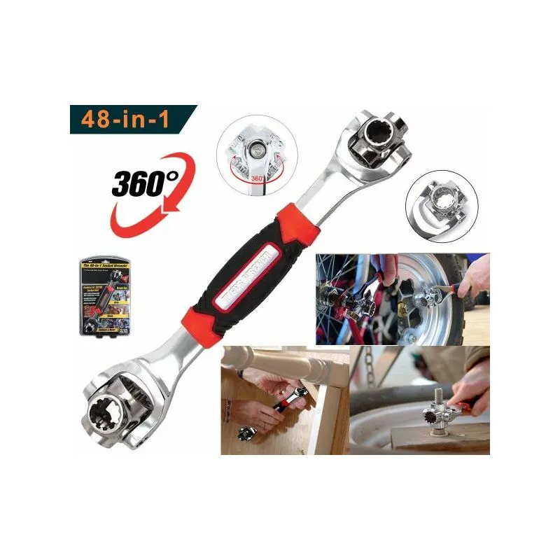 Topolenashop - 48 in 1 chiave multifunzione universale cricchetto angolo fino a 45° ruota 360