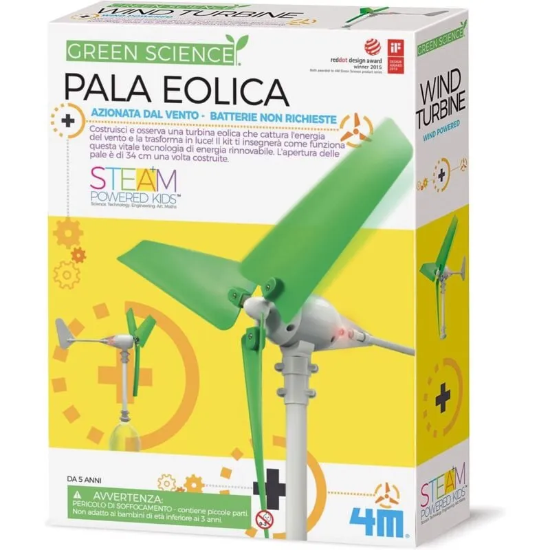  - 00-3378 Crea una Pala Eolica Azionata dal Vento, Senza Batterie, Giocattolo Stem, Giochi Ecologici per Bambini, Kit Scientifico Educativo, +5