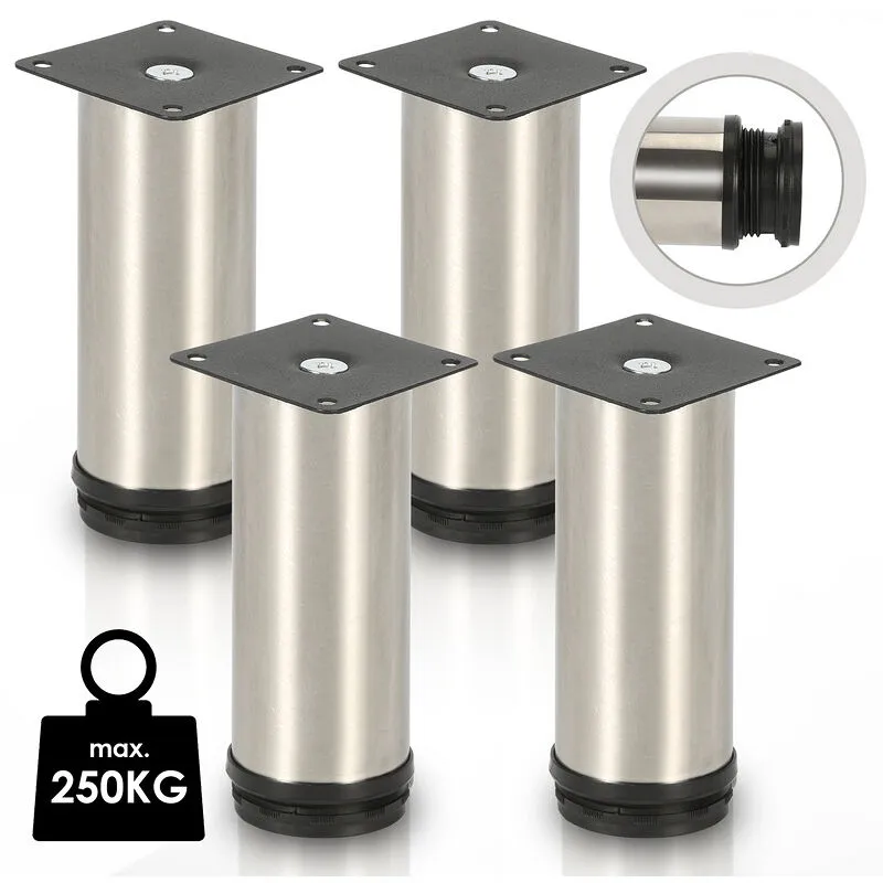 4X Gambe della mobilia 10CM Gamba di sostegno del divano in acciaio inox regolabile Armadio Gamba del divano Gambe del letto