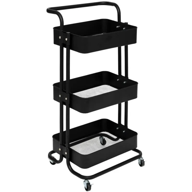 Carrello boîtes relief 2 - black edition su rotelle, 3 livelli, nero - 5five