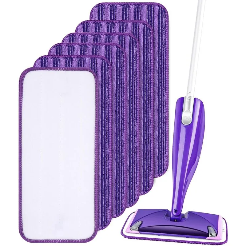 6 confezioni di salviette riutilizzabili per Swiffer WetJet 30x14 cm, panni in microfibra per pulire pavimenti asciutti/bagnati, viola