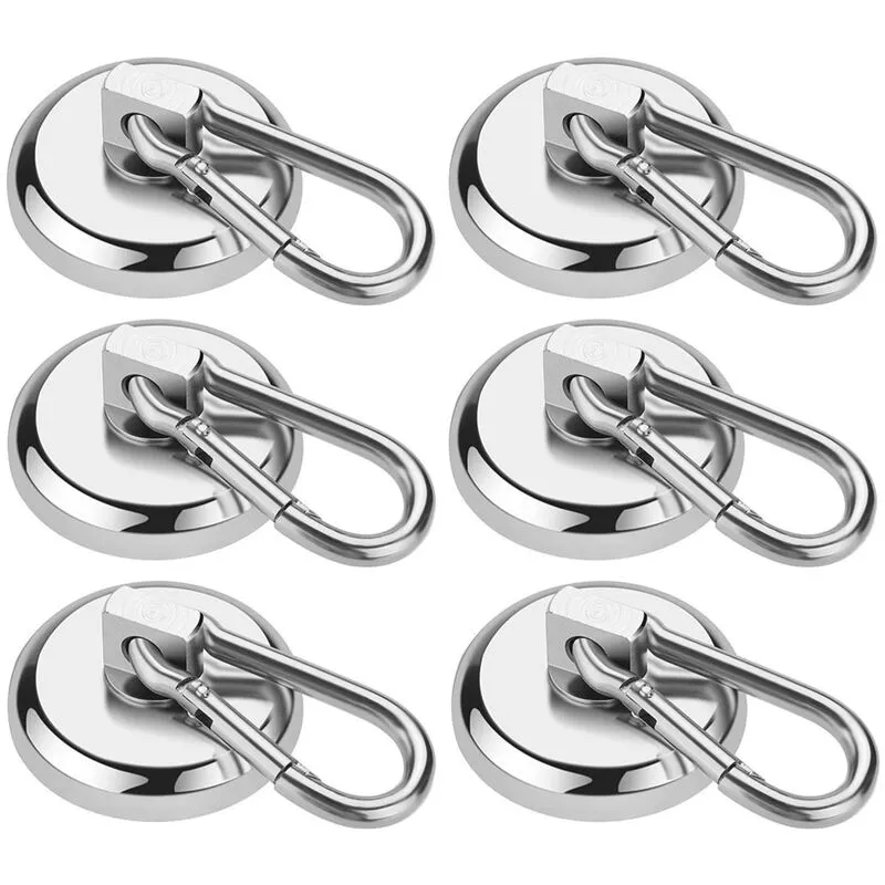 6 pcs Ganci Magnetici Neodimio Gancio Magnetico Calamite Capacità di Carico 34KG per Cucina Bagno Garage