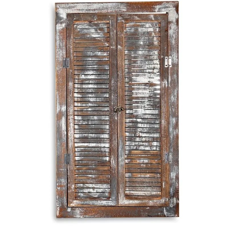 Mucola - 70 centimetri specchio finestra persiane marrone casa di campagna mobili di campagna specchio finestre in legno Shabby vetro