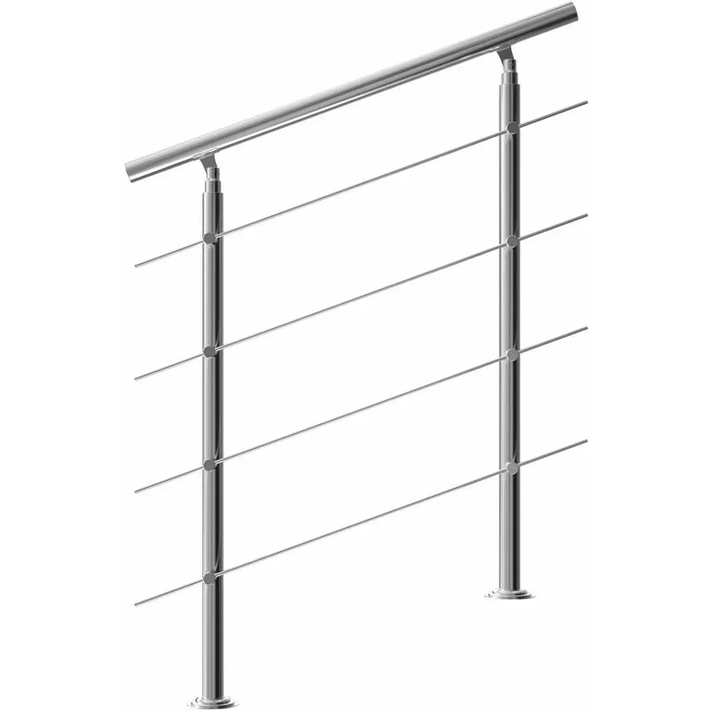 Ringhiera per scale in acciaio inox interno esterno corrimano passamano 4 crossbars (en), 100 cm (en) - Monzana
