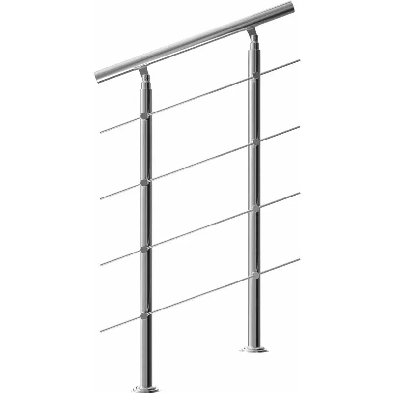 Ringhiera per scale in acciaio inox interno esterno corrimano passamano 80 cm (en), 4 crossbars (en) - Monzana