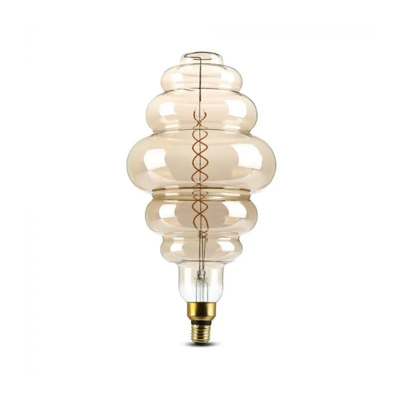 V-tac - VT-2188D Lampada rings bulb lampadina 8W E27 xl S200 doppio filamento spirale vetro ambrato oscurato 1800K Dimmerabile – sku 217465