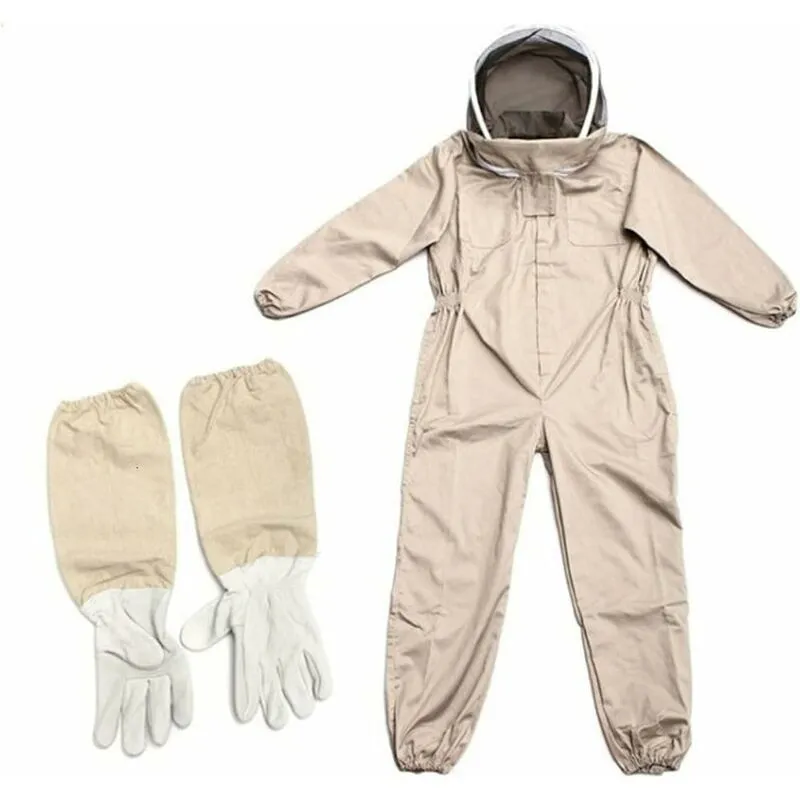 Abbigliamento da apicoltore con guanti, tuta da apicoltore in cotone naturale con velo da scherma unisex(XL)