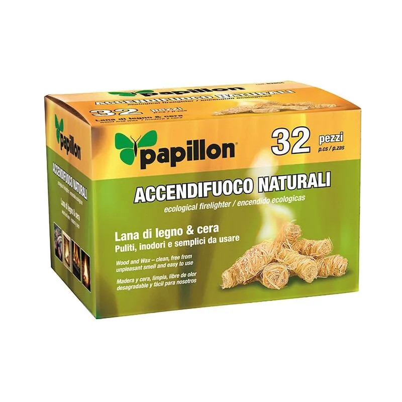 Accendifuoco Papillon in lana di legno e cera 32pz - c020302024