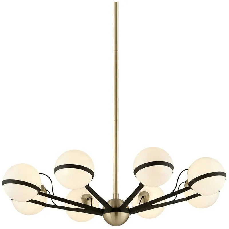 Hudson Valley Lighting - Ace Lampadario 8 Luci Bronzo Testurizzato Ottone Spazzolato, Vetro