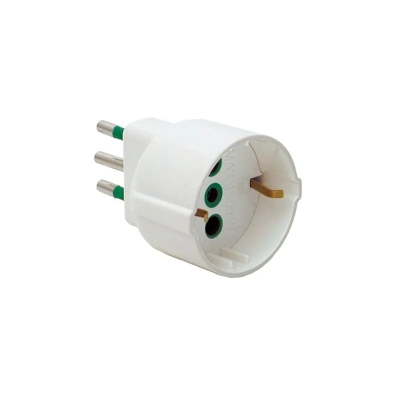 Fanton - Adattatore semplice spina italiana 2P+T 10A S11 presa italiana/tedesca 2P+T 10A P30 - Bianco