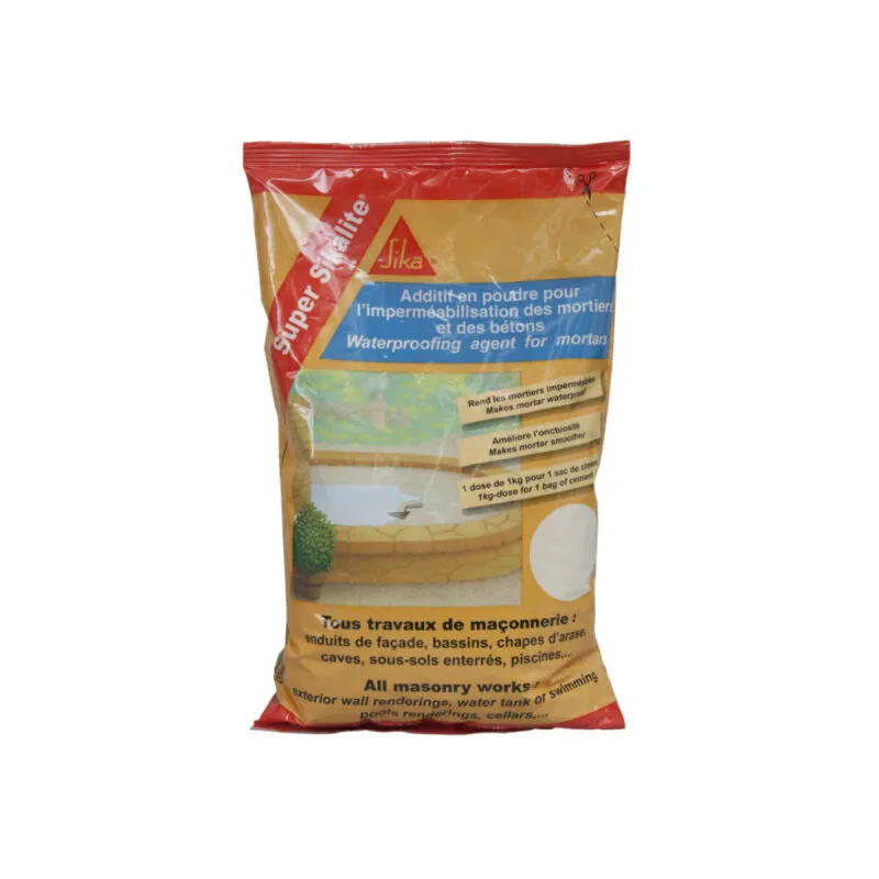 Sika - Additivo in polvere per malte e calcestruzzi impermeabilizzanti Super lite - Bianco - 1 kg - Blanc