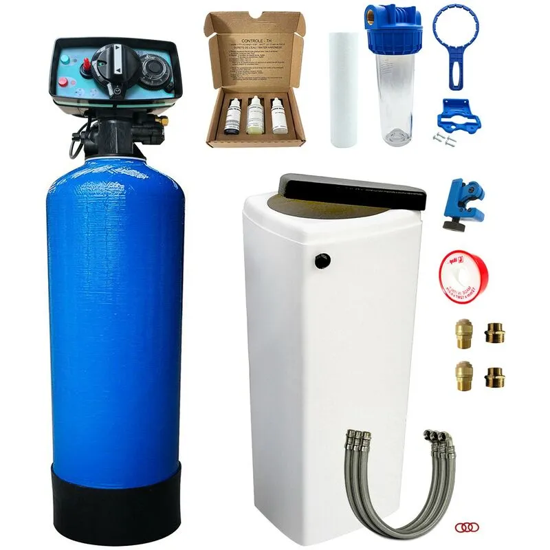 Addolcitore Acqua Biblocco 20l Toodo Fleck 5600 Volumetrico Meccanico Completo Di Kit Installazione