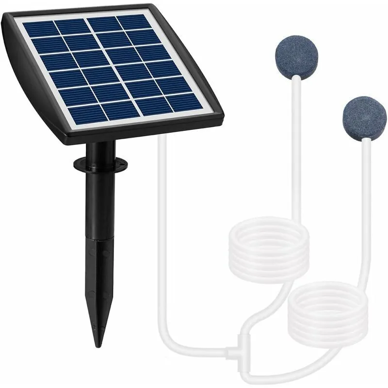 Aeratore per pompa di ossigeno per piscina all'aperto - Kit pompa di aria solare con tubi e pietra a bolle d'aria per giardino, acquario, piscina,