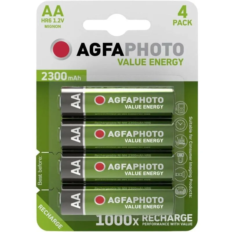 AgfaPhoto HR06 Batteria ricaricabile Stilo (AA) NiMH 2300 mAh 1.2 V 4 pz.