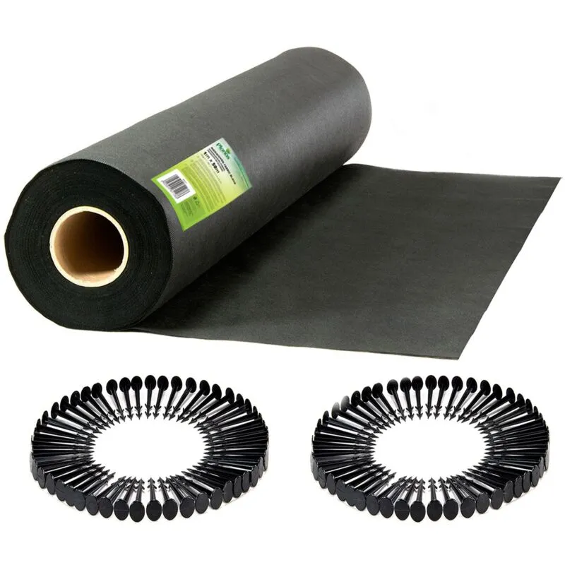 Agrotessile da giardino 1 m x 50 m + 50 spilli Plonos - neri