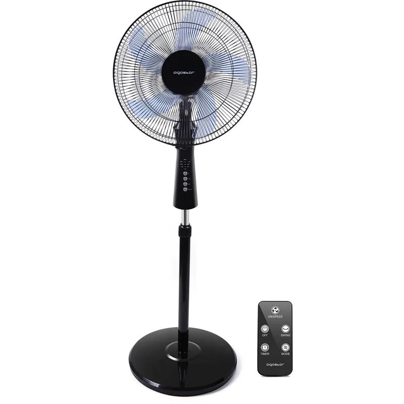 Aigostar - Olga - Ventilatore a piantana silenzioso da 60 w, Ventilatori a piantana con telecomando, Rotazione a 90 gradi, tre velocità e tre