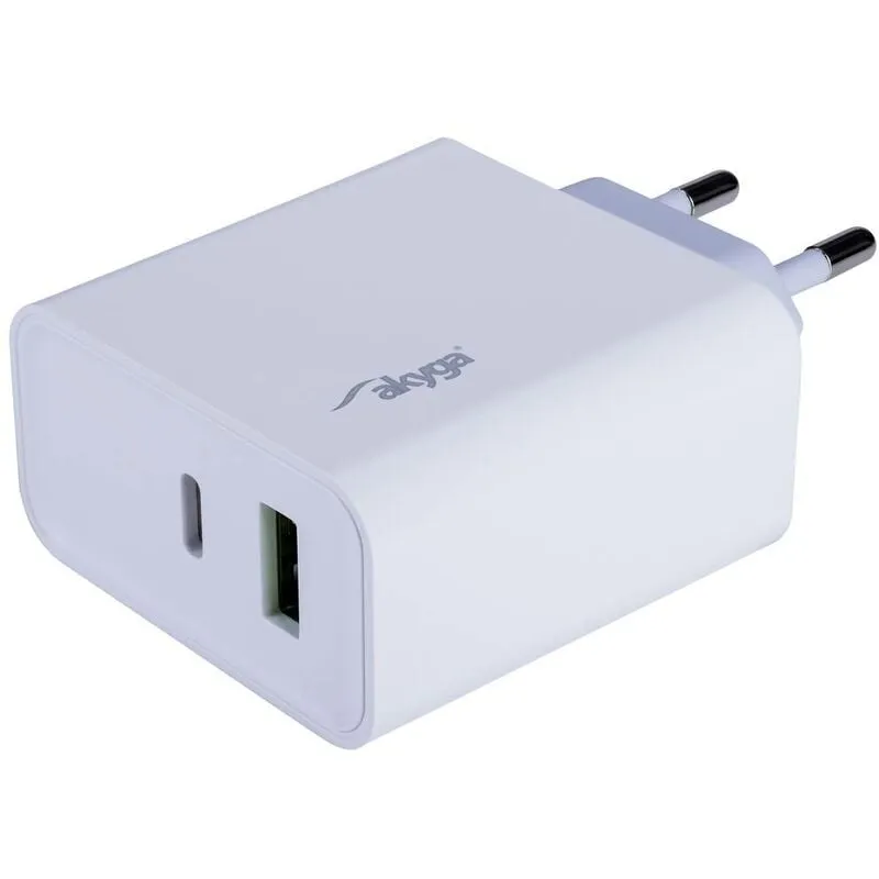 Akyga - AK-CH-14 Caricatore per smartphone usb-c®, usb-a Bianco