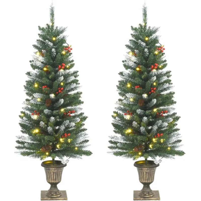 Alberi di Natale Artificiali 2 pz 100 led Verde e Bianco 120 cm - Vidaxl