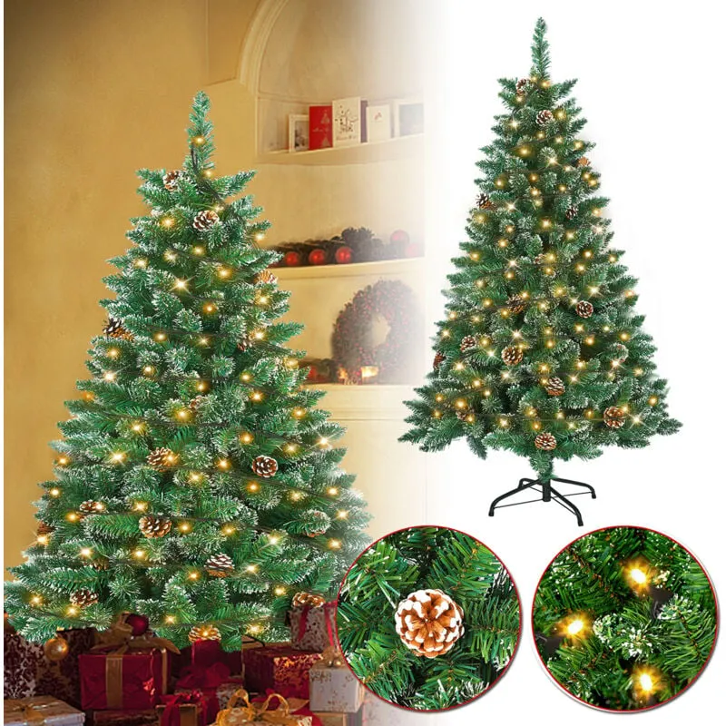  PVC Albero di Natale Artificiale con Fatate luci con Supporto Decorazione Natalizia (180 cm 570 Luci)