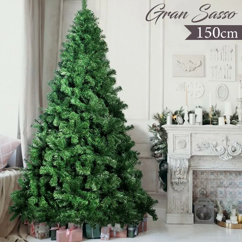 Bakaji - Albero Di Natale 150cm Gran Sasso Super Folto 539 Rami Pino Verde Base a Croce