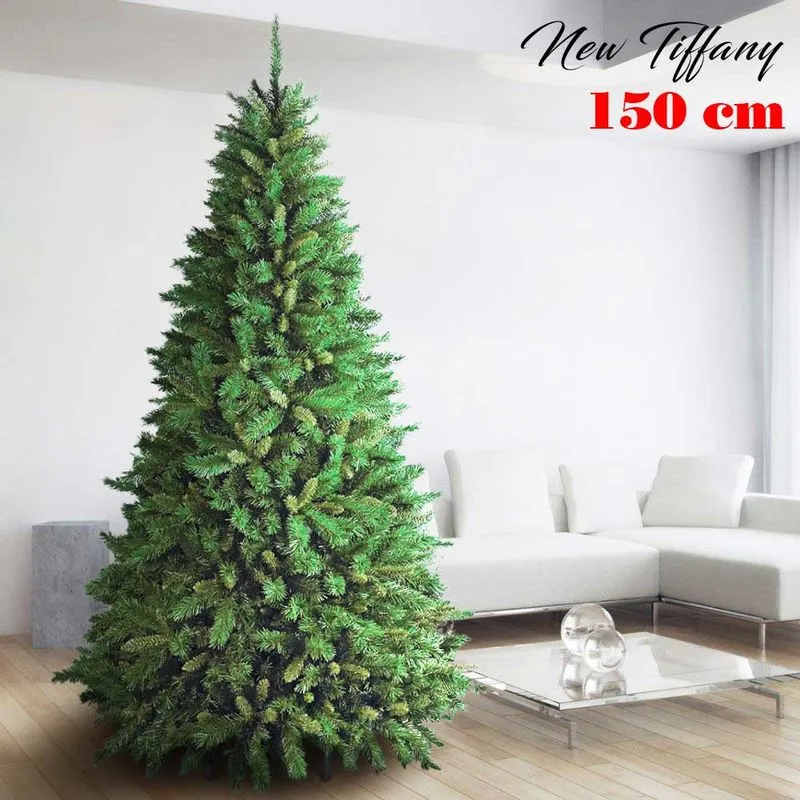 Bakaji - Albero Di Natale 150cm New Tiffany Super Folto 438 Rami Pino Verde Base a Croce