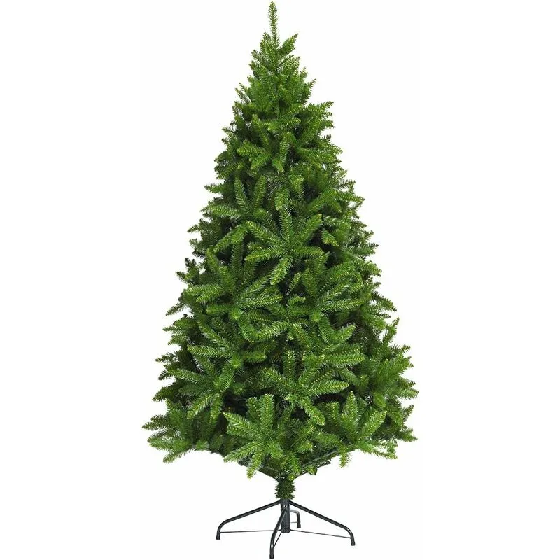 Albero di Natale 150cm/180/225 cm con 600/1250/1968 rami, abete con cerniere, decorazione natalizia con solida base di metallo e rami in pvc, verde