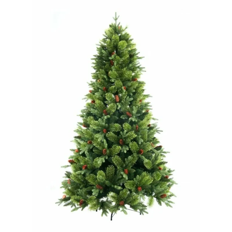 Xone - albero di natale 240cm - ap. ombrello con pigne - mod. byron - super folto natalizio verde