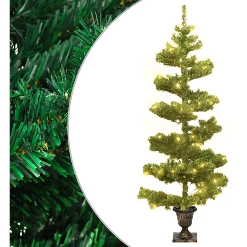 Albero di Natale Preilluminato con Vaso Verde 120 cm in pvc - Vidaxl