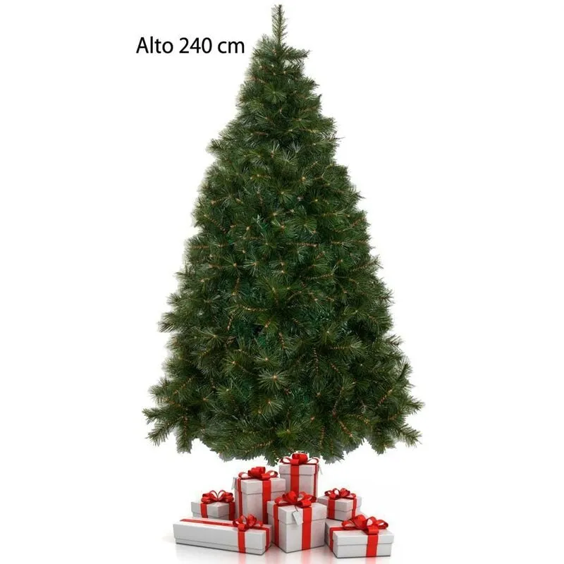 Albero di Natale Alto 240 cm Pino Verde Folto Senza Addobbi