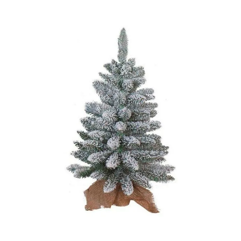 Flora Mini Albero di Natale Innevato con Base Foderata in Juta 60 cm