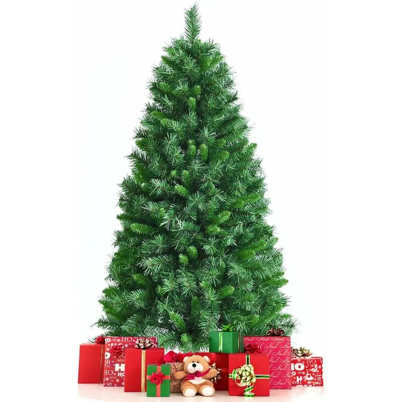 Albero di Natale Artificiale 150/180 cm, Albero di Natale con Cerniera con 456/645 Rami, Base Pieghevole di Metallo, Albero Verde per Uso Domestico e