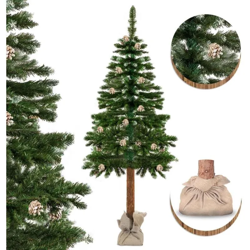 Viking Choice - Albero di Natale Artificiale - 180 cm - con Tronco di Legno e Pigne