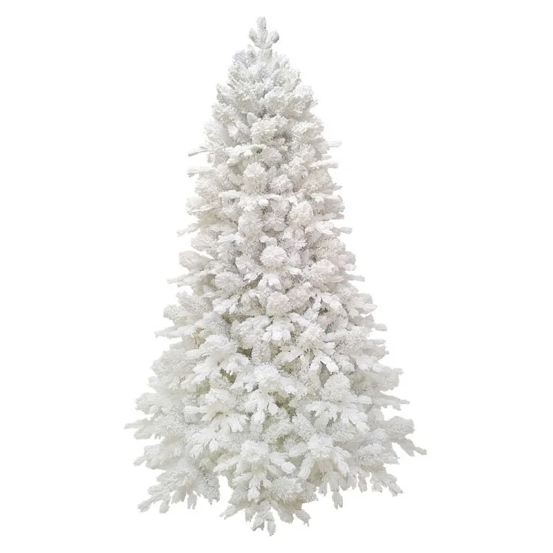 Albero di Natale Artificiale 240 cm 73 Rami Bianco Floccato del Gargano