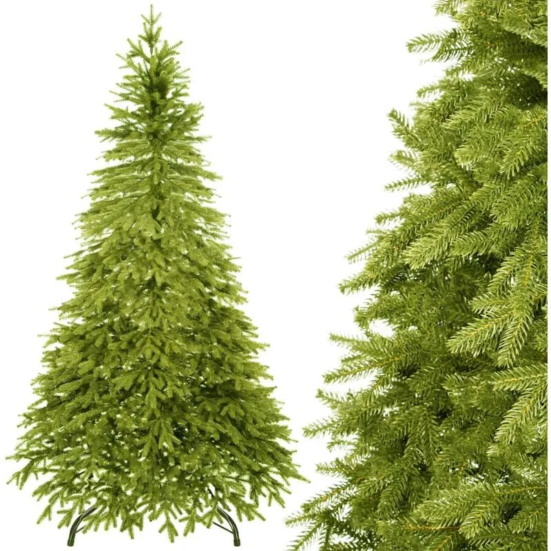 Springos - albero di natale artificiale abete caucasico 220cm premium 100% pe come vivo + omaggio