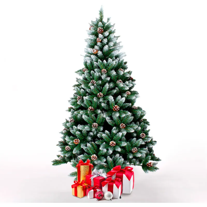 Albero di Natale artificiale verde 210cm rami pvc neve decorazioni Tampere