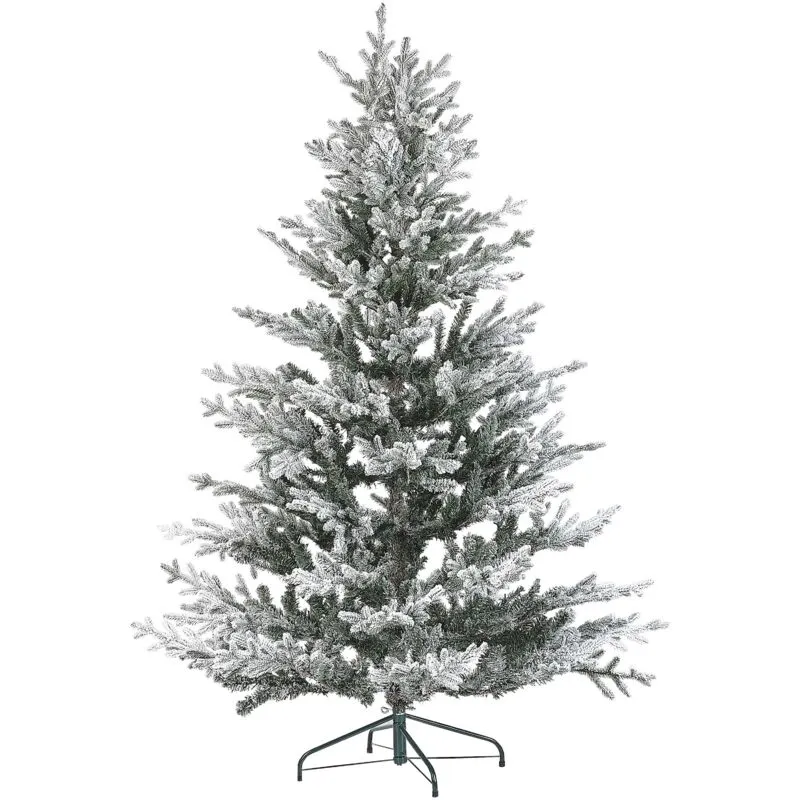 Albero di natale artificiale bianco pre innevato verde supporto in metallo 180 cm Brisco