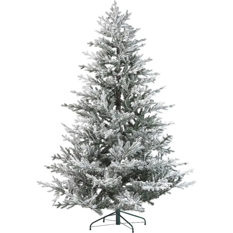 Albero di natale artificiale bianco pre innevato verde supporto in metallo 210 cm Brisco