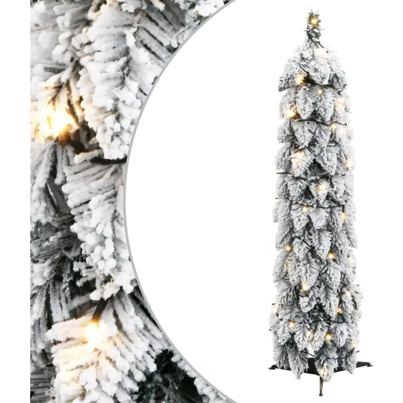 Albero di Natale Artificiale con 45 led e Neve Floccata 90 cm Vidaxl Bianco