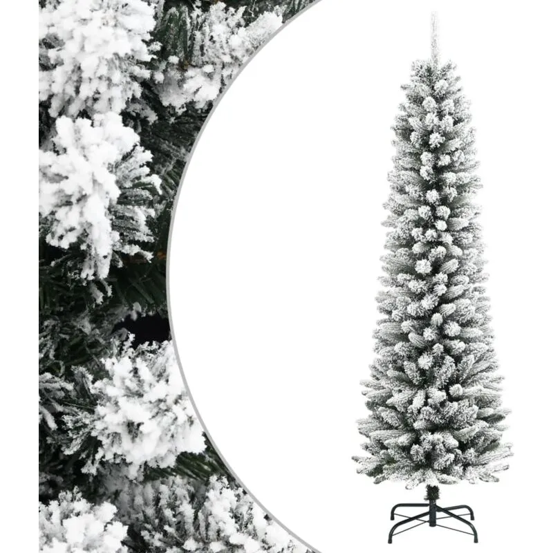 vidaXL Albero Natale Artificiale Sottile Neve Floccata 120cm PVC e PE