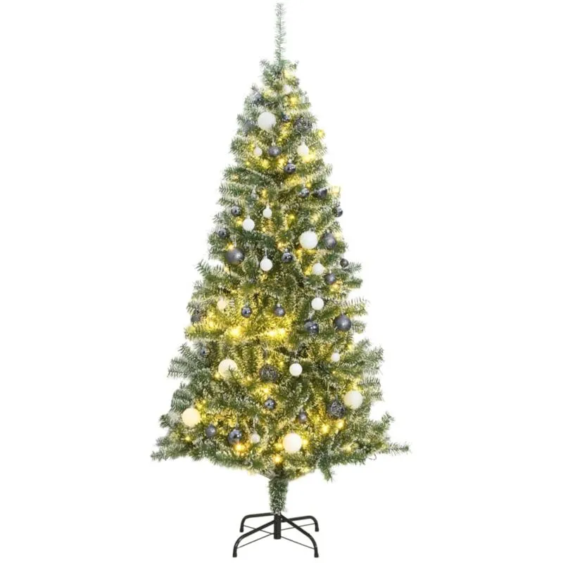 Albero di Natale Artificiale con 300 led Palline e Neve 240 cm - Vidaxl