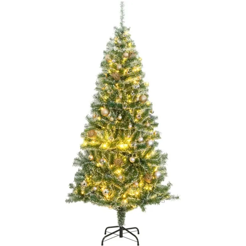 Albero di Natale Artificiale con 300 led Palline e Neve 240 cm - Vidaxl