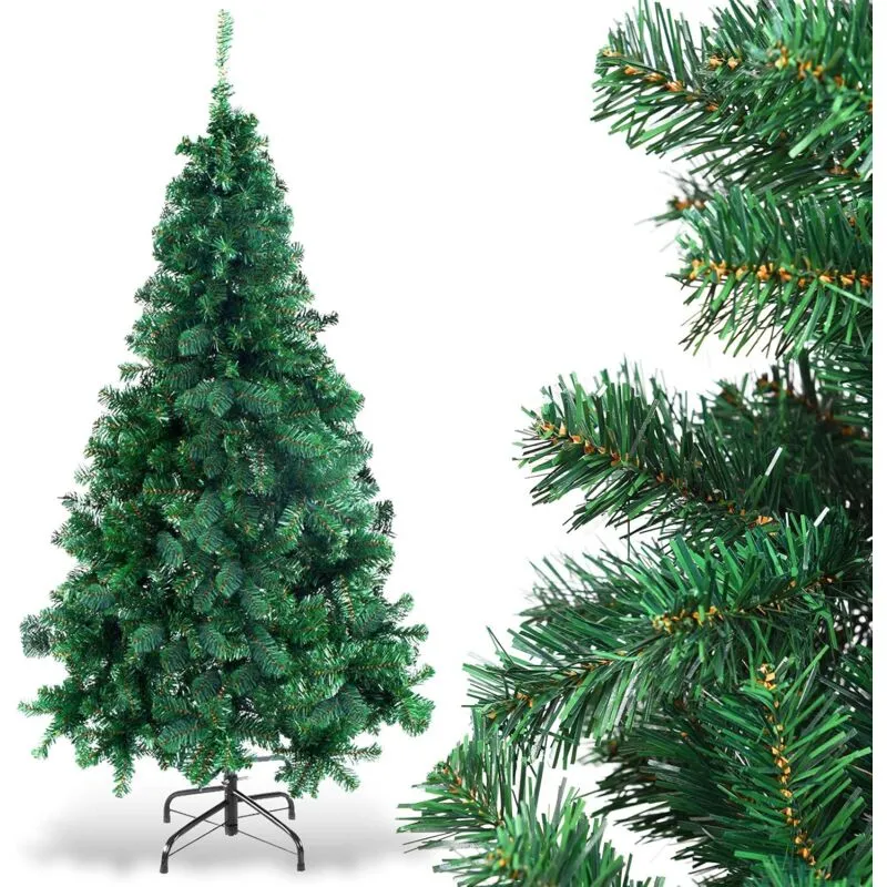 Albero di Natale Artificiale in pvc Verde con Supporto in Metallo,Rami rigogliosi, 150-240cm (210)