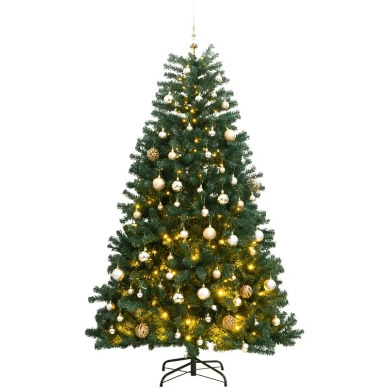 Albero Natale Incernierato con 300 led e Palline 240 cm - Vidaxl