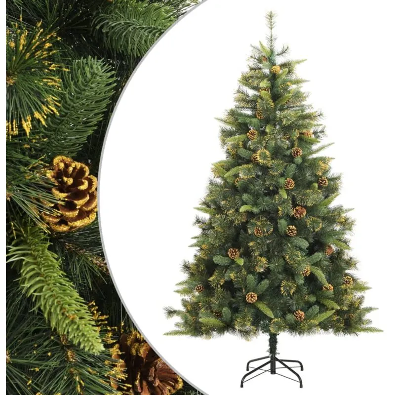 vidaXL Albero di Natale Artificiale Incernierato con Pigne 240 cm