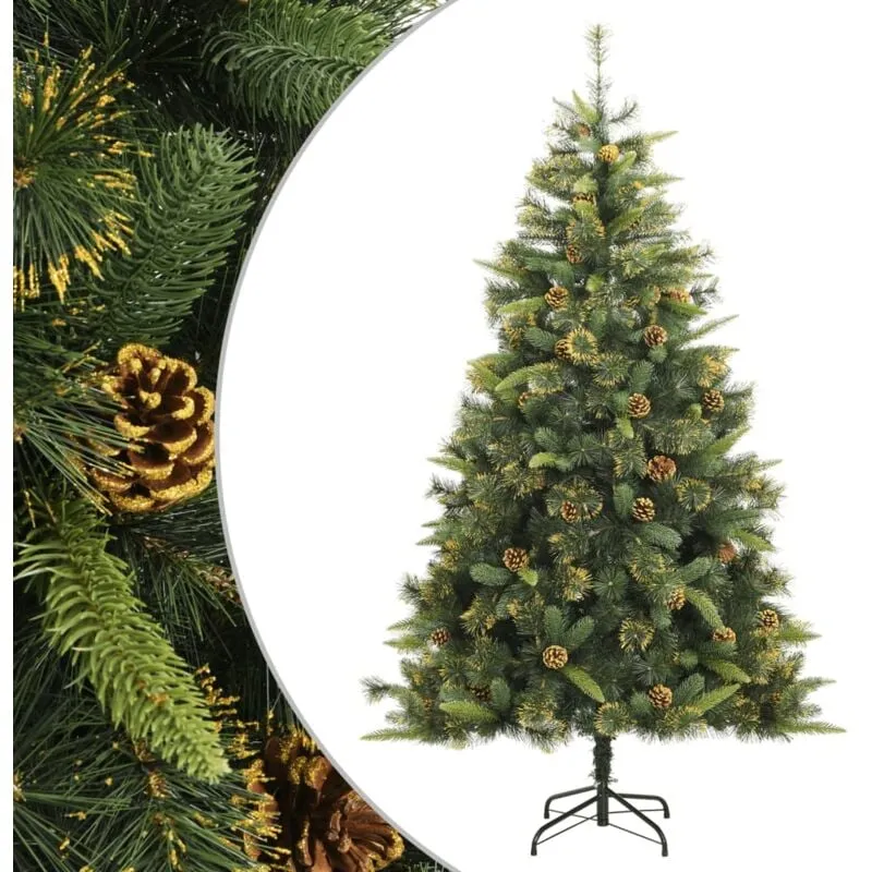 Albero di Natale Artificiale Incernierato con Pigne 210 cm - Vidaxl