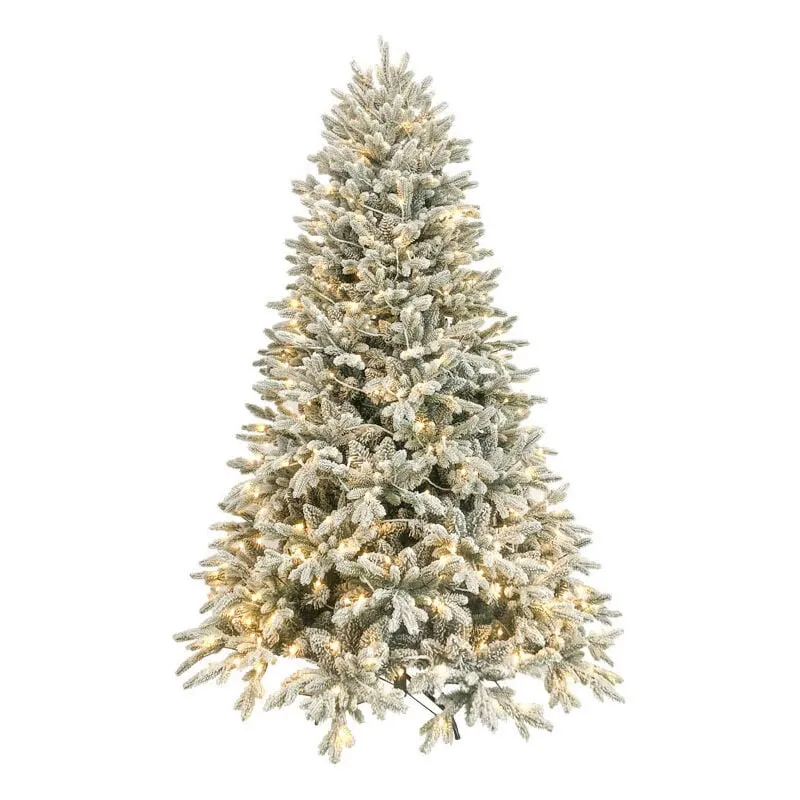 Albero di Natale Artificiale Innevato 210 cm 54 Rami con 500 led Pino della Maiella Verde