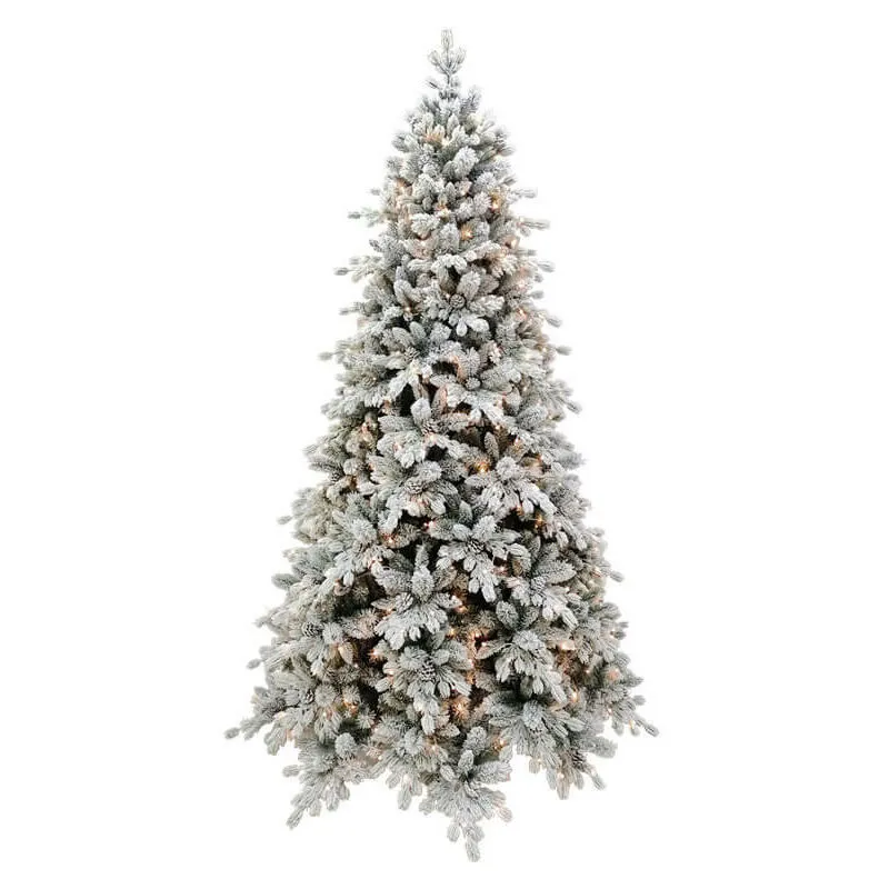 Albero di Natale Artificiale Innevato 210 cm 55 Rami 450 Luci led Farnetto del Gargano Verde