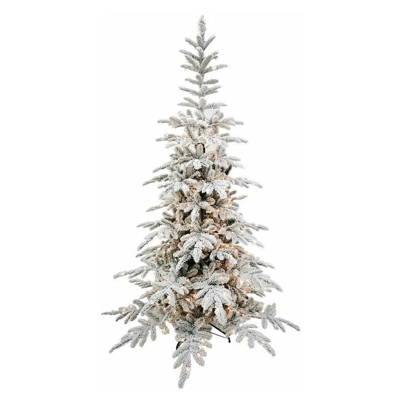 Giordanoshop - Albero di Natale Artificiale Innevato 240 cm 55 Rami con 450 led Faggete del Gargano Verde