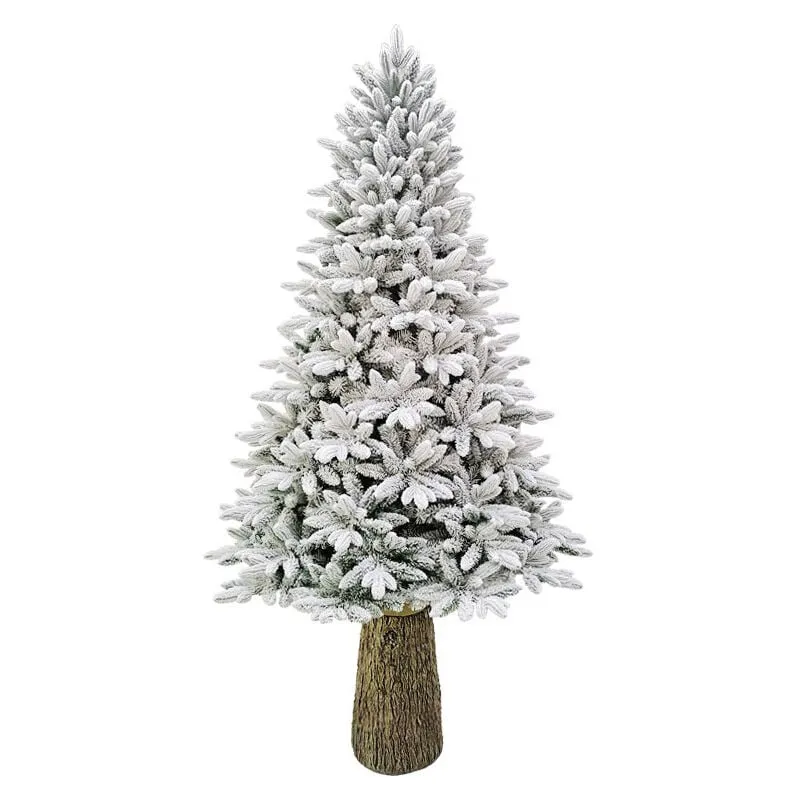 Albero di Natale Artificiale Innevato 240 cm 64 Rami con Tronco Ginepro del Gargano Verde