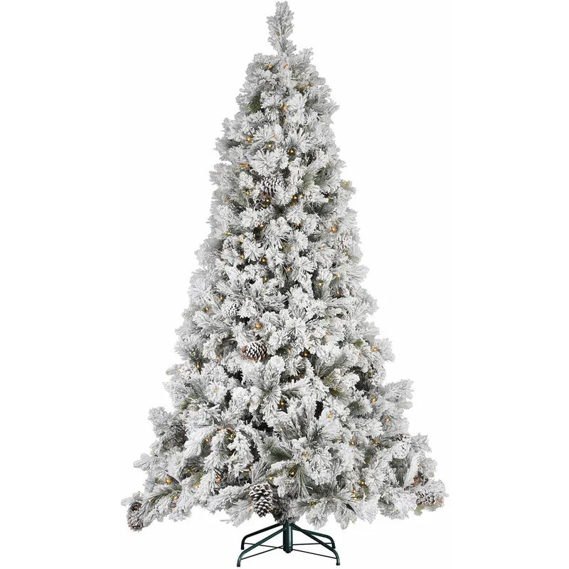 Albero di Natale Artificiale Innevato con Luci led Pino del Gargano Verde Altezza 180 cm